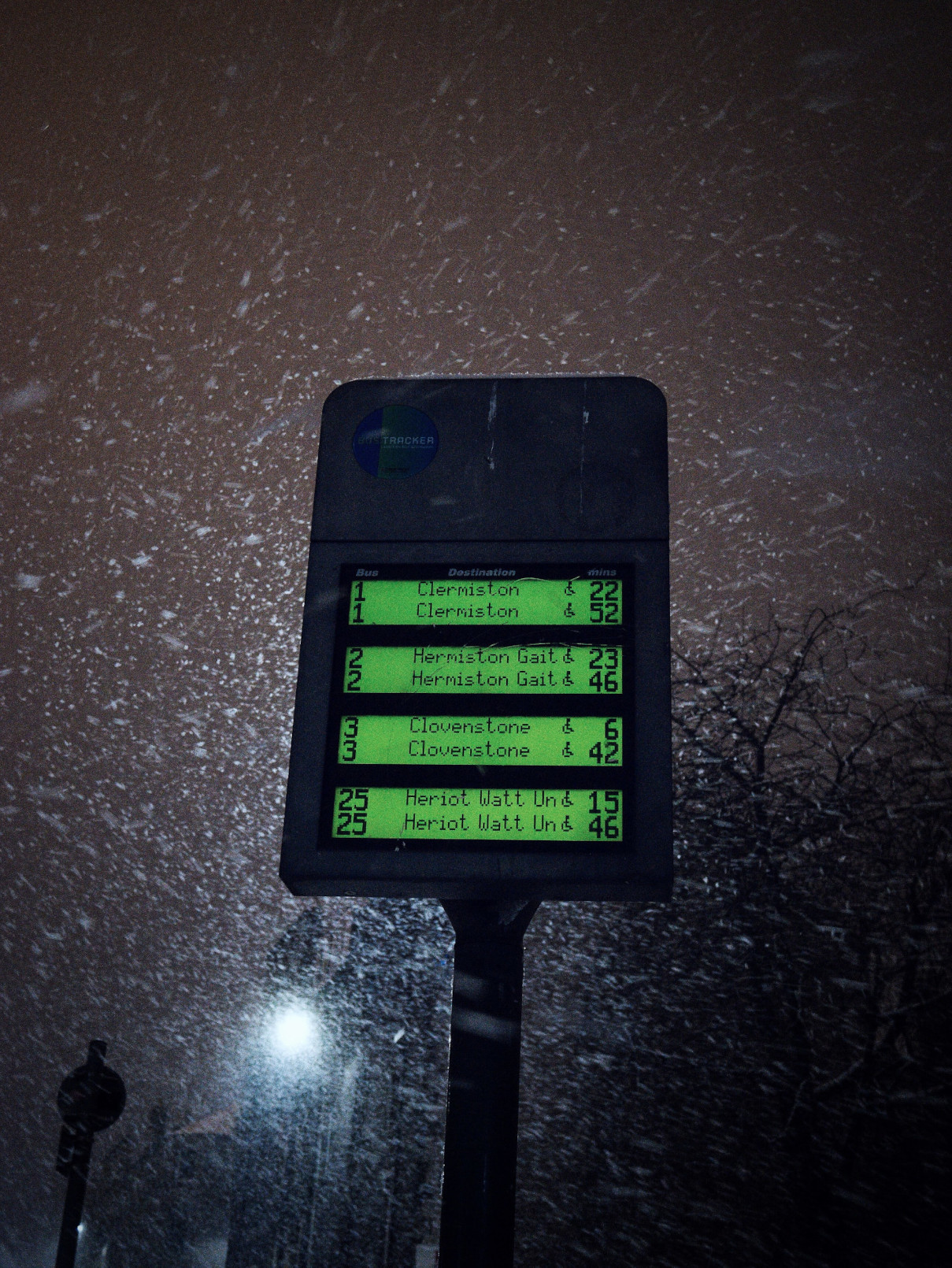 Snowy Bus Sign