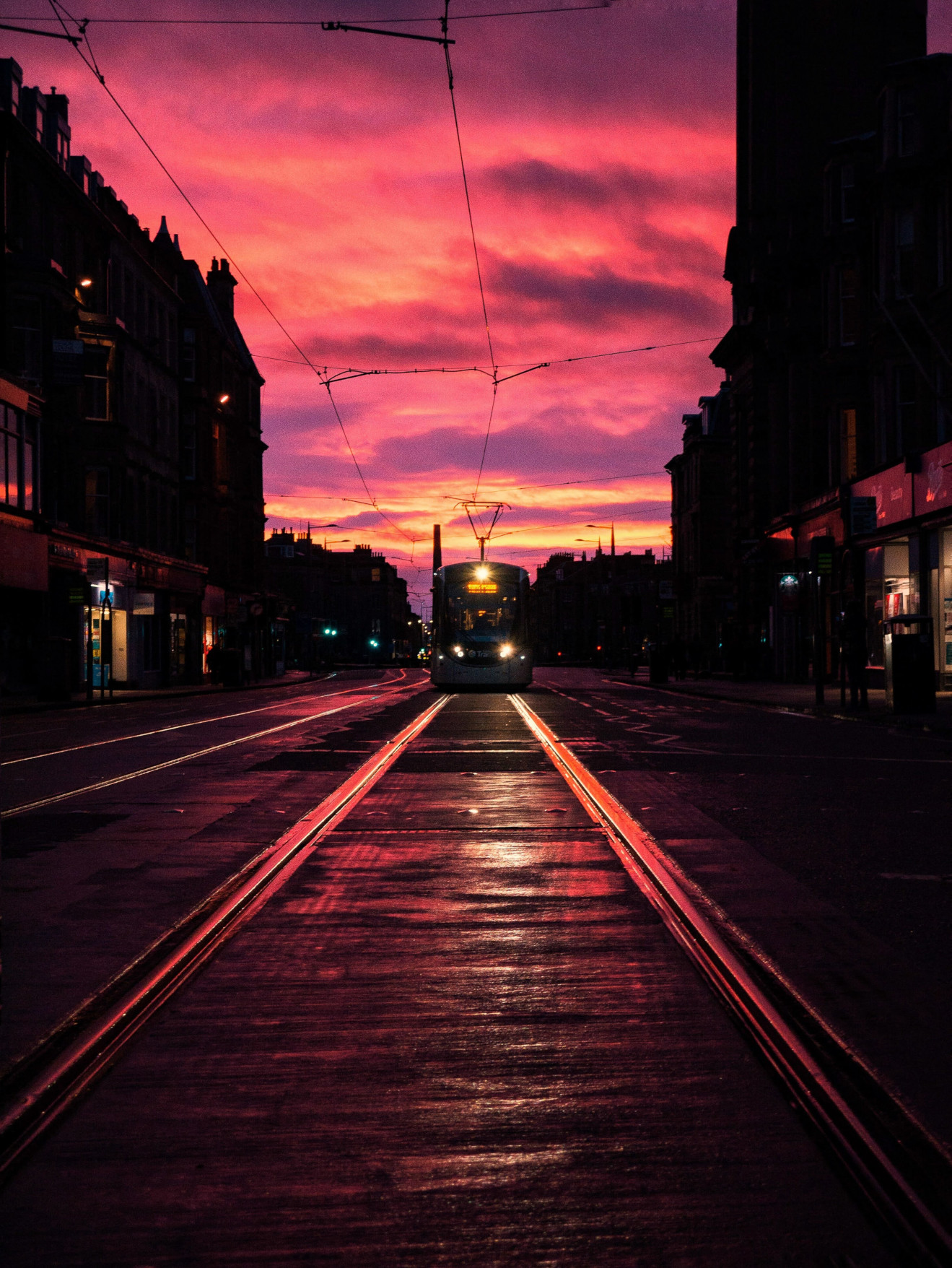 Tram Rails Sunset