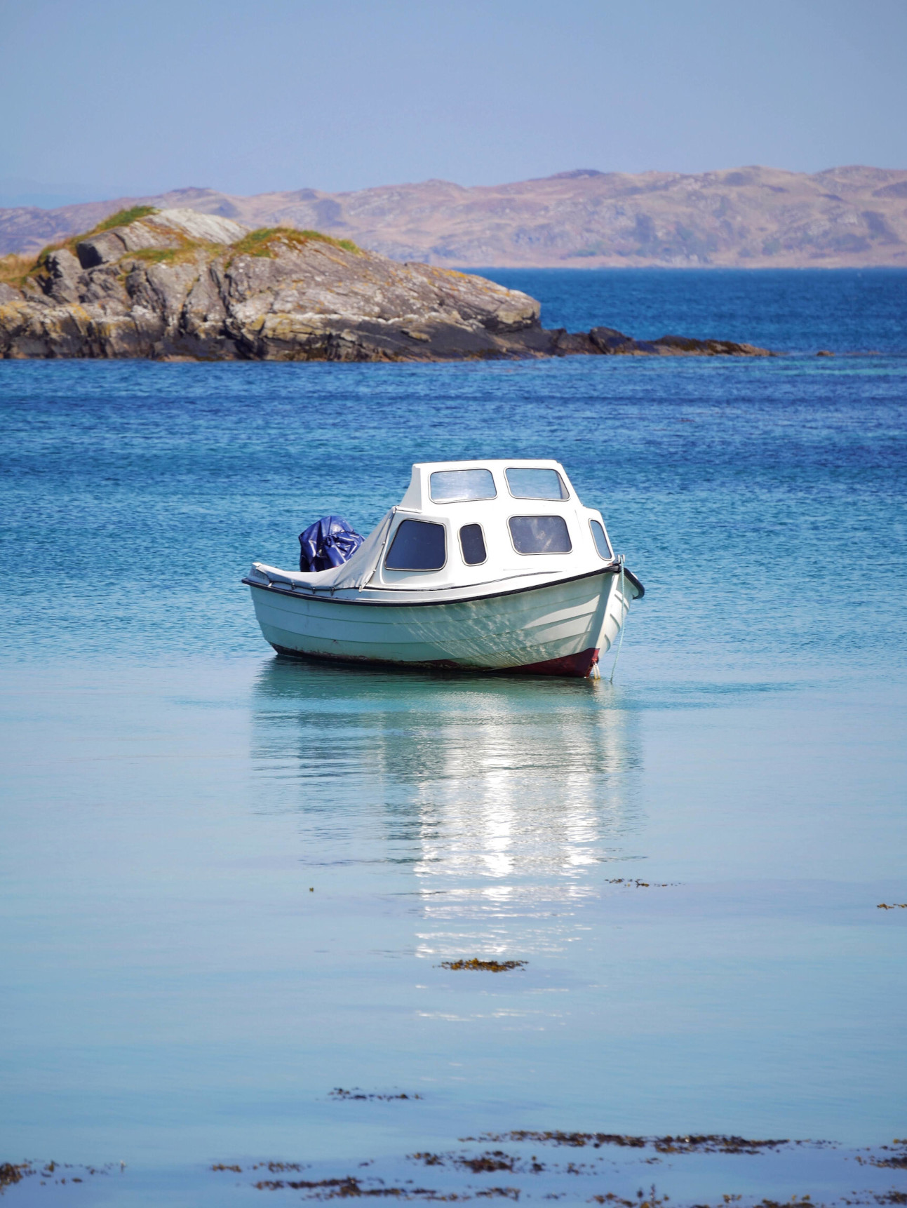 White Boat Blue Sea